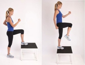 step up with a knee up