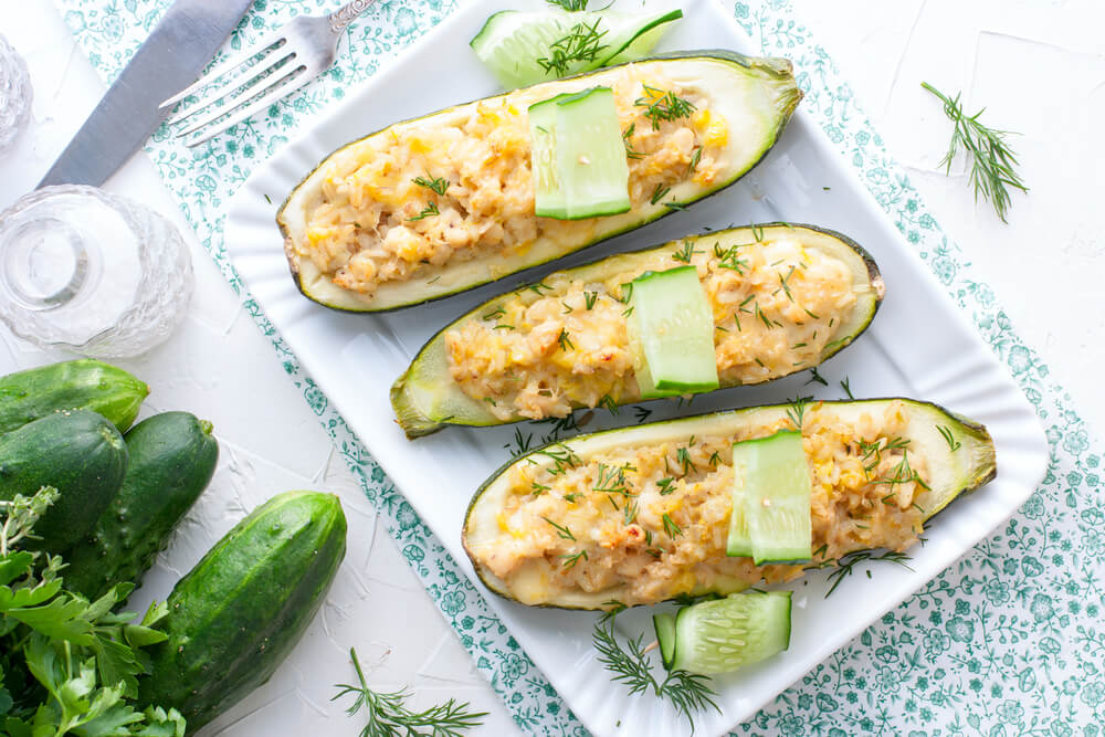 Zucchini Stuffed with Rice