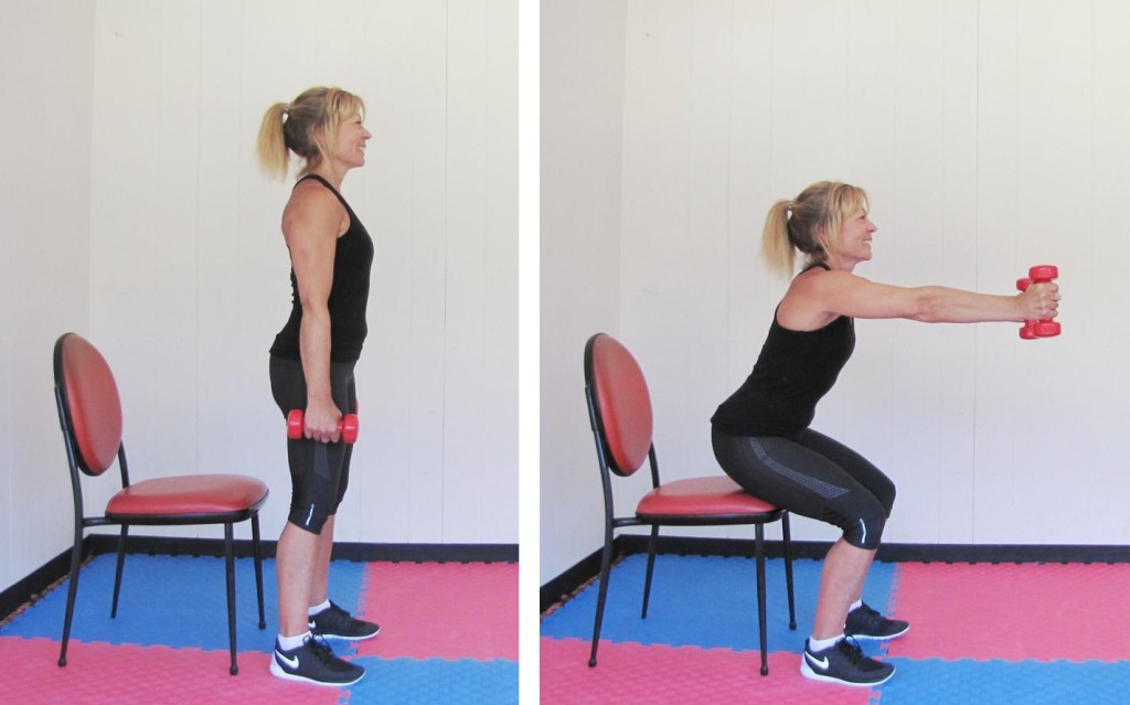 box squat with arms