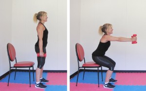 box squat with arms