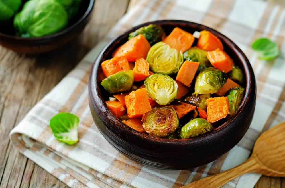 Baked Brussels Sprouts & Kumara