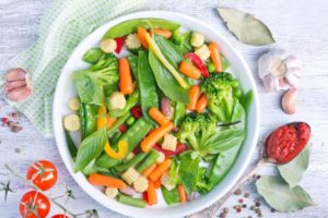 veggies with mustard dressing