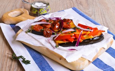 Grilled Eggplant With Vegetable Toppings